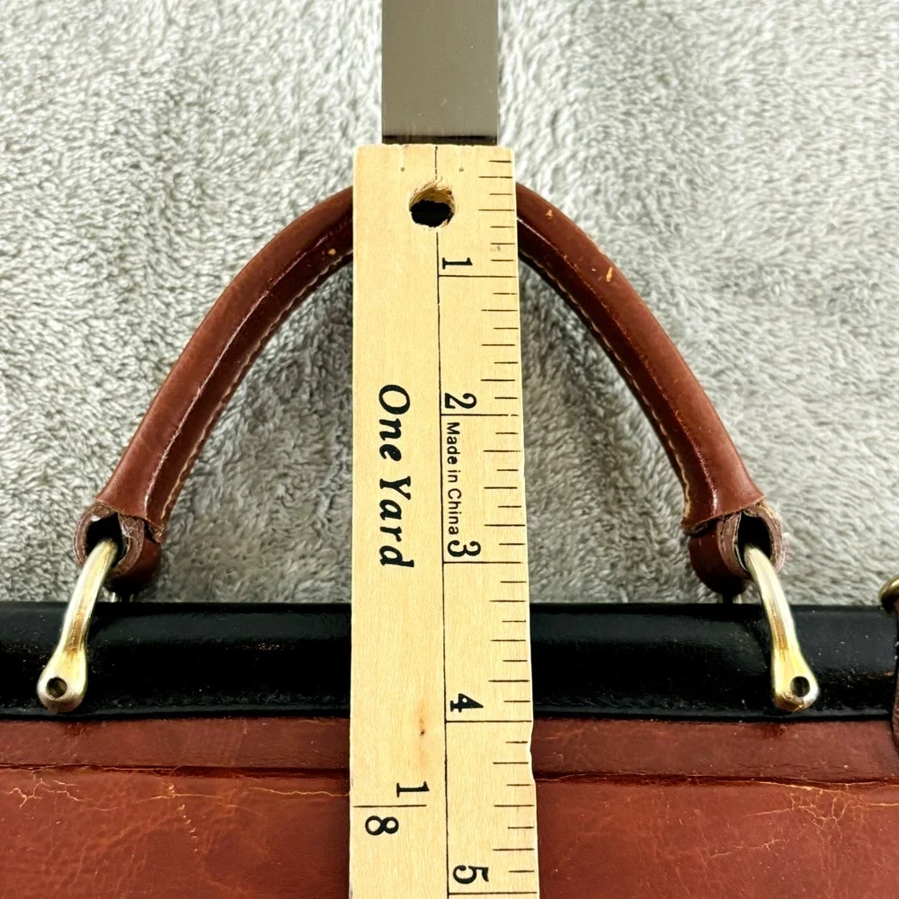 Vintage Rina‎ Rich Handbag Top Handle Purse Black Brown Leather Missing Strap